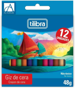 Giz De Cera 12 Cores Académie, Tilibra