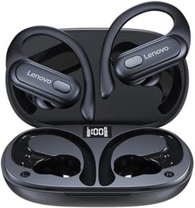 Lenovo Fone de Ouvido Sem Fio Original XT60 Esportes Fones de Ouvido Sem Fio HiFi Bluetooth 5.3 Fones de Ouvido Jogo Baixo com Mic Fone Bluetooth Redução de Ruído Earhooks XT60 preto