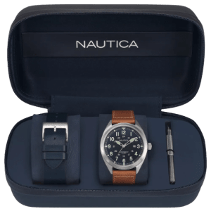 Relógio Nautica Marblehead Masculino Couro Marrom