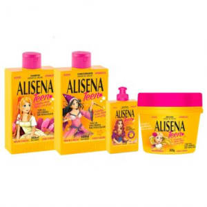 Kit Completo Muriel Alisena Teen: Shampoo 300ml + Condicionador 300ml + Máscara 300g + Finalizador 100g