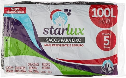 Saco para Lixo Almofada de 100 Litros Starlux 5 unidades