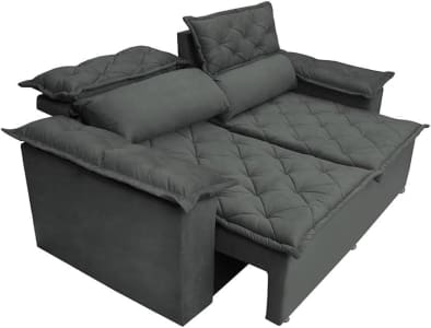 Sofá Retrátil e Reclinável Cama Inbox Compact 1,50m Tecido Suede Velusoft (Cinza)