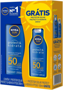 Kit NIVEA SUN Protetor Solar Protect & Hidrata FPS50 200ml + Protetor Solar Protect & Hidrata FPS50 100ml Nivea