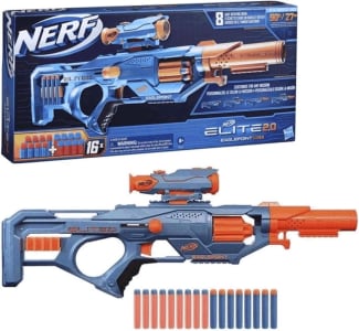 NERF ELITE 2.0 EAGLEPOINT RD 8 - Lançador Elite Com Mira Removível Lança Dardos Plástico Com 16 Dardos (Azul e Laranja)