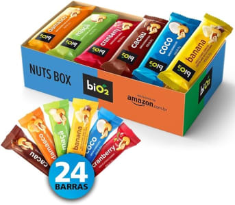 biO2 Display de Barra de Castanha e Frutas, Vegana e Sem Glúten - 24 unidades de 25g, Nuts box Exclusivo Amazon