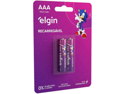 Pilha Recarregável AAA ELE000000082168 - Elgin 1,2V 900mAh - 2 Unidades