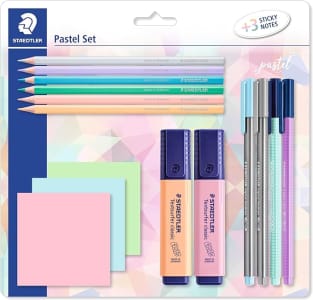 Kit Pastel Set + 3 Stick Notes, STAEDTLER, Linha pastel, 61 SBK2 PAST, 12 Cores