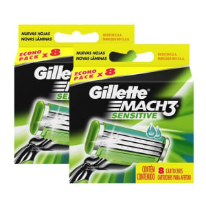 Kit Carga Refil Gillette Mach3 Sensitive 16 Unidades