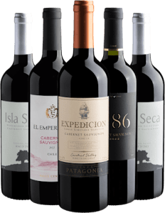 Kit 5 Cabernets Sauvignons por R$26,90 cada garrafa