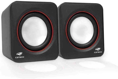 Speaker C3Tech SP-301 Preto - Sistema De Audio 2.0 P2 Com Blindagem Eletromagnética