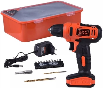 Black+Decker LD12SP Parafusadeira / Furadeira 12V com 13 Acessórios, Laranja