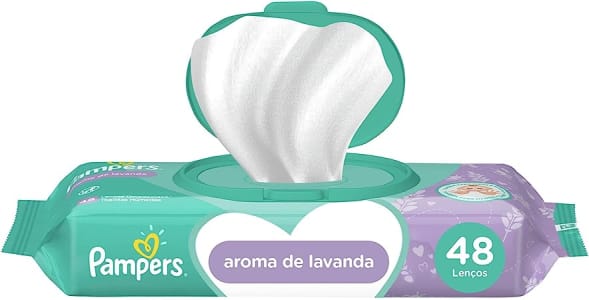 2 Pacotes de Lenços Umedecidos Pampers Aroma de Lavanda 48 Unidades cada (Total 96 unida