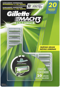 Carga para Aparelho de Barbear Gillette Mach3 Sensitive 20 unidades, Gillette