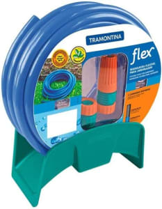 Mangueira para Jardim com Esguicho E Suporte Flex 20 Metros Azul