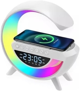 Luminária De Mesa Abajur Rgb Smart Bluetooth Speaker Wireles Tecnologia RGB Speaker Caixa De Som E Carregador Por Indução Bluetooth Carrega Sem Fio Luz Noturna Ambiente