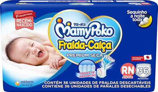 MamyPoko Fralda-Calça Recém-Nascido Jumbo 36 Unidades