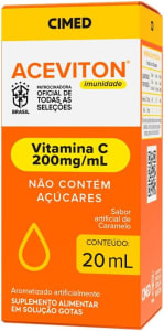 6 Unidades de Aceviton Vitamina C Em Gotas Sabor Camarelo 20ml