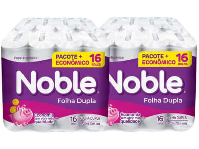 Kit Papel Higiênico Folha Dupla Noble - 2 Pacotes com 16 Unidades cada