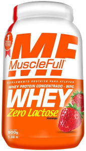 Whey Muscle Full Zero Lactose Wpc Sabor Morango 900g