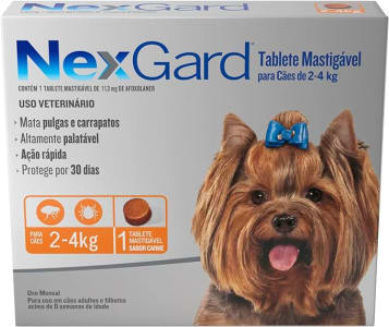 NexGard Antipulgas e Carrapatos para Cães de 2 a 4kg, 1 tablete