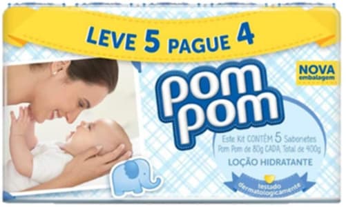 Kit Sabonete Pom Pom Hidratante 80g Leve 5 Pague 4, Pom Pom, Laranja