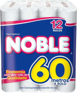 Papel Higiênico Folha Simples Noble Neutro 12 Rolos De 60M