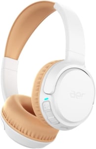 AER by Geonav Fone de Ouvido sem fio Bluetooth AerJoy, On-Ear Dobrável, autonomia* 52 horas, Equalização via Aplicativo, função Encontrar fone, AER13WT, Branco/Caramelo