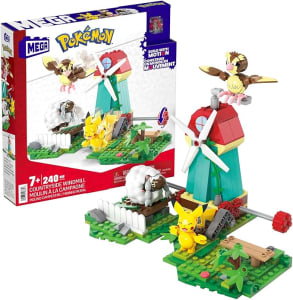 MEGA Pokémon, Blocos de Montar, Moinho Rural com 240 peças e 3 figuras (Pikachu, Pidgey e Woolo)