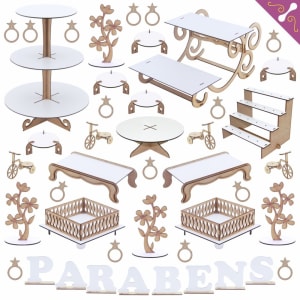 Kit Festa Provençal - MDF Branco - Linha Premium - 44 Peças