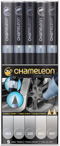 Kit 5 Canetas Chameleon CT0509 Cinzas