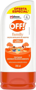 OFF! Family, Loção Repelente de Mosquitos e Insetos, Nova Embalagem, Proteção por até 4h, Não Oleoso, Testado dermatologicamente, 200ml