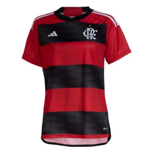 Camisa Flamengo I 23/24 s/n° Torcedor Adidas Feminina - Vermelho+Preto