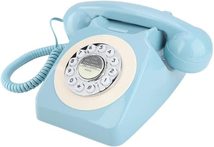 Telefone Fixo Retrô Com Fio, Discagem De Botão Vintage, Clássico, Conector De Telefone Padrão (Azul-claro)