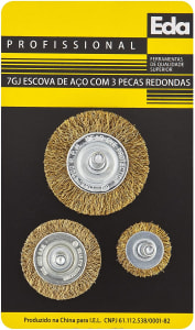 Escovas De Aço Redondas 1/4" Com 3 Peças