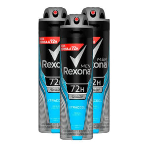 3 Unidades — Desodorante Rexona Men Xtracool Aerosol Antitranspirante 48h 150ml