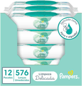 Lenços Umedecidos Pampers Limpeza Delicada 576 Unidades