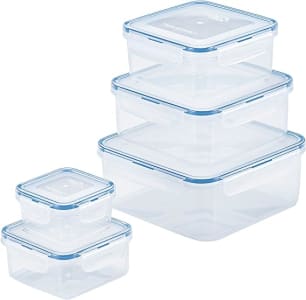 Pote para alimentos LocknLock Easy Essentials, com tampas, transparente/azul, 10 peças