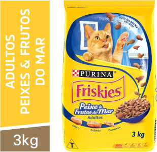 Purina Nestlé Friskies Ração Seca Para Gatos Adultos Peixes E Frutos Do Mar 3Kg