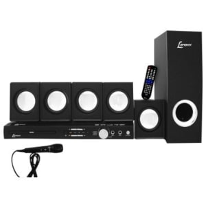 Home Theater 5.1 Canais 270W Lenoxx com DVD,Rádio FM, Karaokê c/ Pontuação, Função Ripping, Conexão USB e Auxiliar + 1 Microfone Grátis,Bivolt - HT723