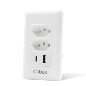 Tomada com USB e Tipo-C, USB Wall Socket, Branco