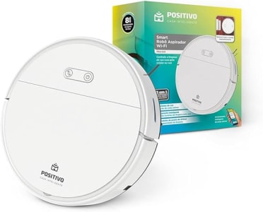 Smart Robô Aspirador Wi-Fi Positivo Casa Inteligente, 3 em 1, Varre, Aspira e Passa Pano, Retorna para Base, Controle por Comando de voz ou pelo App, Bivolt – Compatível com Alexa