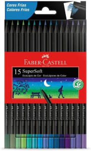 Ecolápis de Cor Faber-Castell Supersoft 120715SOFTCF 15 Cores Tons Frios