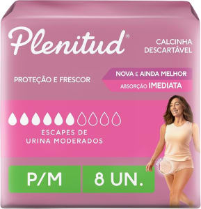 Plenitud Roupa Íntima Active Mulher, 8 unidades - P/M