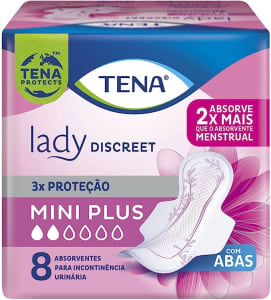 10 Pacotes Absorvente para Incontinência Urinária Tena Lady Discreet Mini Plus - 8 Unidades Cada