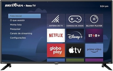 Smart TV 42” Britânia BTV42G6FR2CP Roku TV Dolby Audio