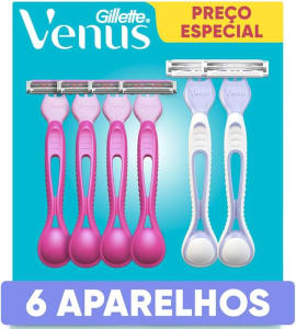 1 Kit Gillette Venus Suave Aparelho de Depilação Descartável 4 Uds + Gillette Venus Íntima Aparelho de Depilação 2 Uds