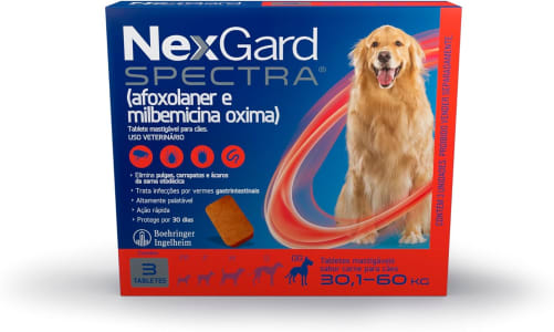 Nexgard Spectra Antipulgas, Carrapatos e Vermífugos para Cães de 30,1 a 60kg
