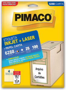 Etiqueta Ink-Jet/Laser Carta 106.36x138.11 BIC Pimaco 874785 - 100 Etiquetas