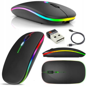 Mouse Sem Fio 2.4 ghz Optico Recarregável Gamer USB Led RGB