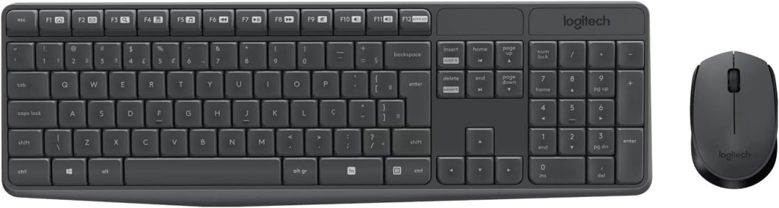 Combo Teclado e Mouse sem fio Logitech MK235 com Conexão USB, Pilhas Inclusas e Layout ABNT2